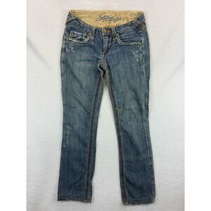 Stitch's Maya Women's Jeans Size 27 Dark Wash Straight Leg Stretch Low Rise